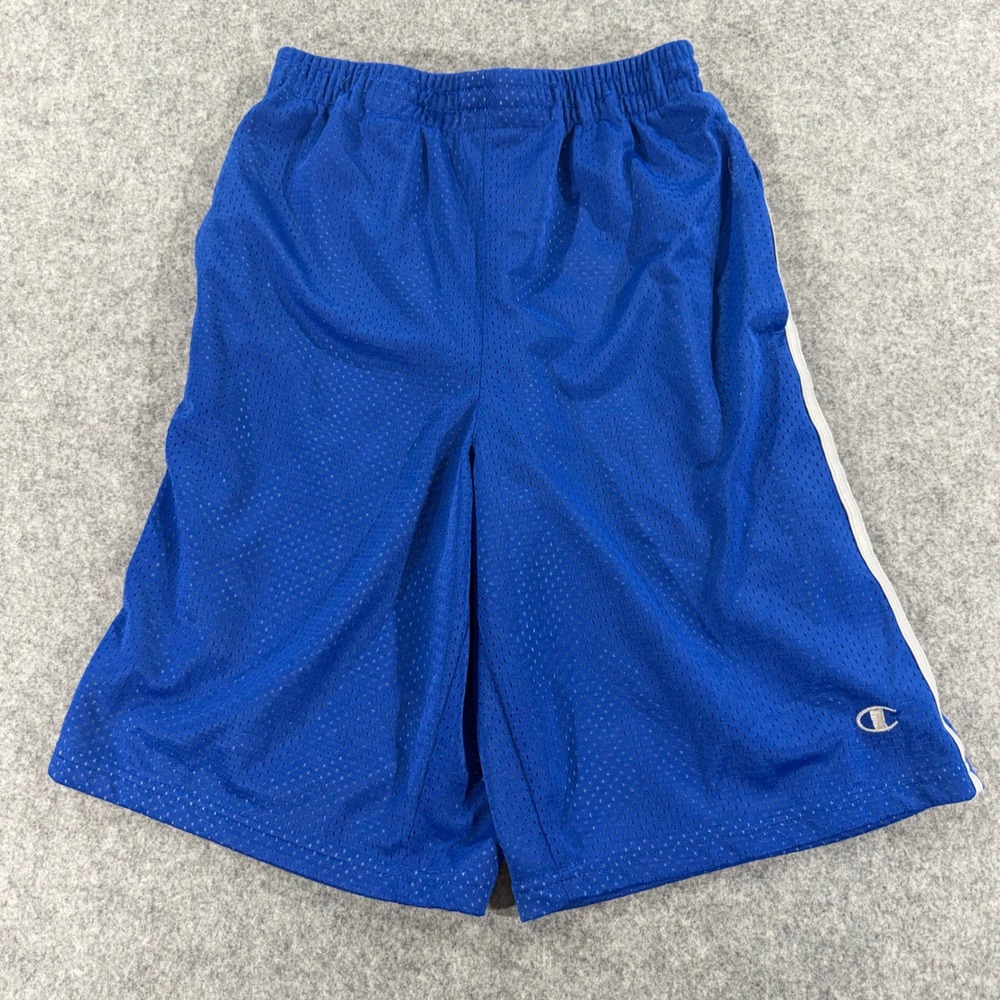 Champion Authentic‎ Mens Mesh Basketball Shorts Blue White Stripe Large